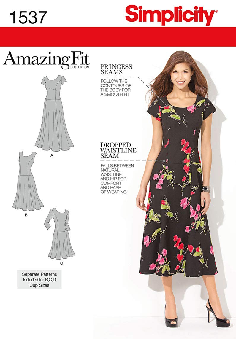 Simplicity 1537 Amazing Fit Women's Dress Sewing Pattern  Sizes 10-18 - Image 1